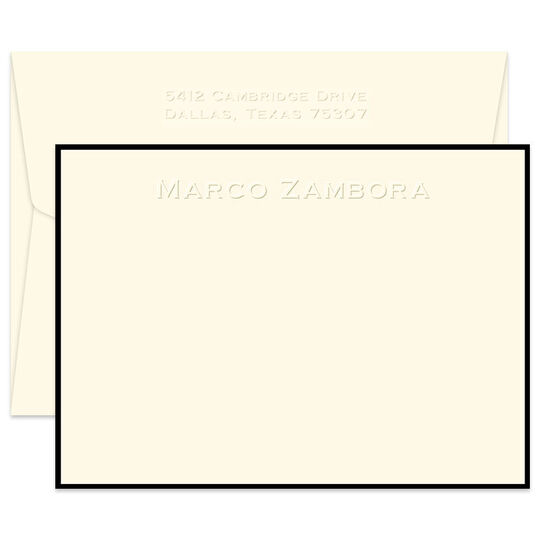 Triple Thick Bordered Embossed Board Room Flat Note Cards - Embossed